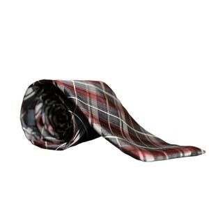 Pronto Uomo platinum red black gray plaid checkered luxury designer men’s tie